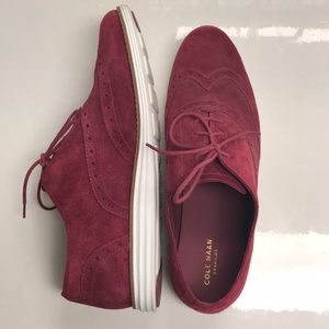 Cole Haan Magenta Suede Lunargrand Oxfords Sz 10.5
